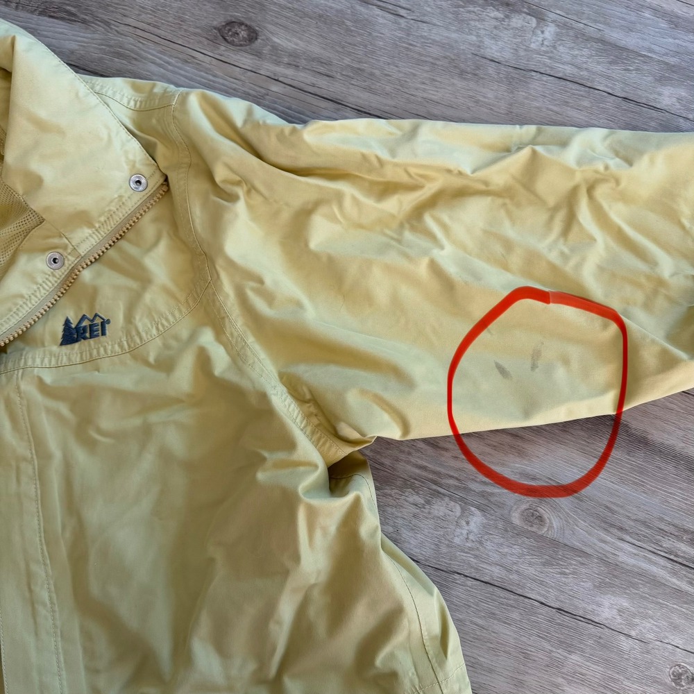 Vintage REI Elements Women XL Pale Yellow Hooded Rain Jacket Mesh Lined - Picture 6 of 15